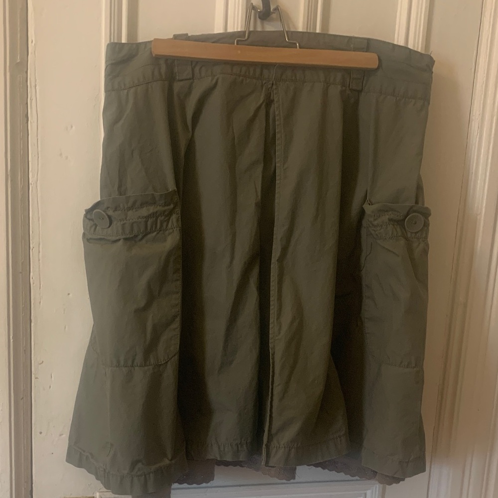 Olive Green A-Line Cargo Skirt with under skirt